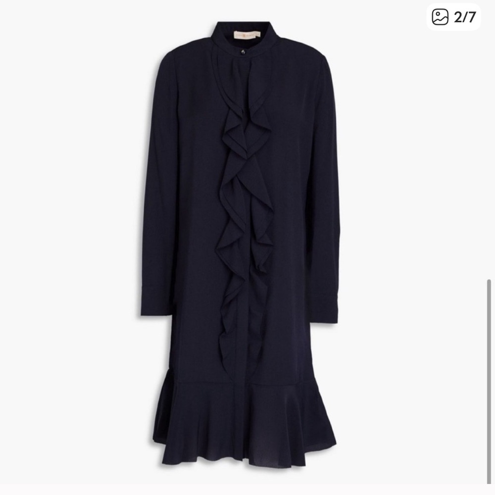 Tory Burch Jane ruffled crepe dress in Excellent Pre Loved Condition